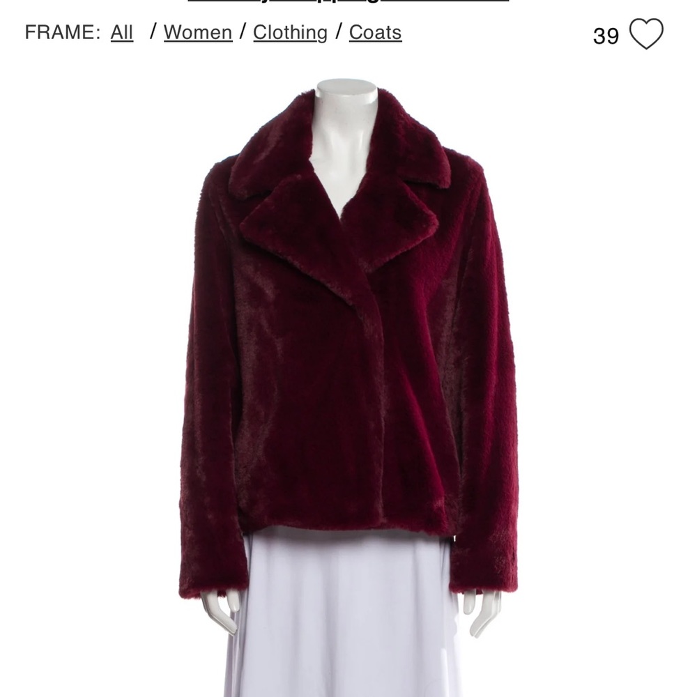 *Like New* Frame Faux Fur Coat Burgundy Size S Women Outer Wears